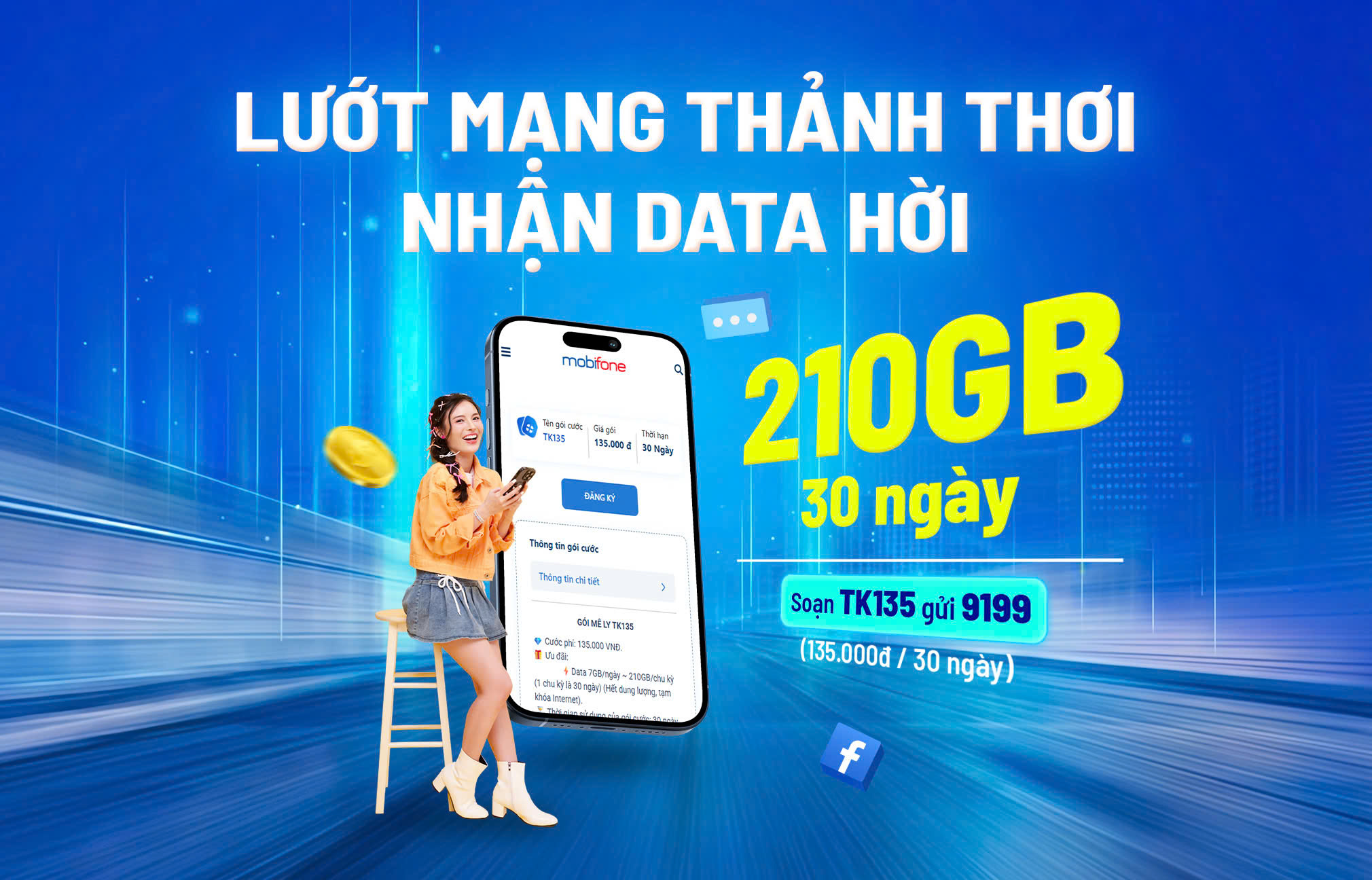 Gói TK135 MobiFone – Lướt mạng thảnh thơi, nhận data hời mỗi tháng